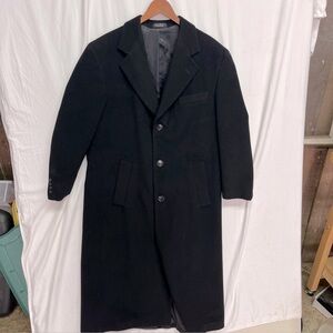 Ralph Lauren Chaps Long Wool Cashmere Blend Mens Trenchcoat 42L Dress Overcoat